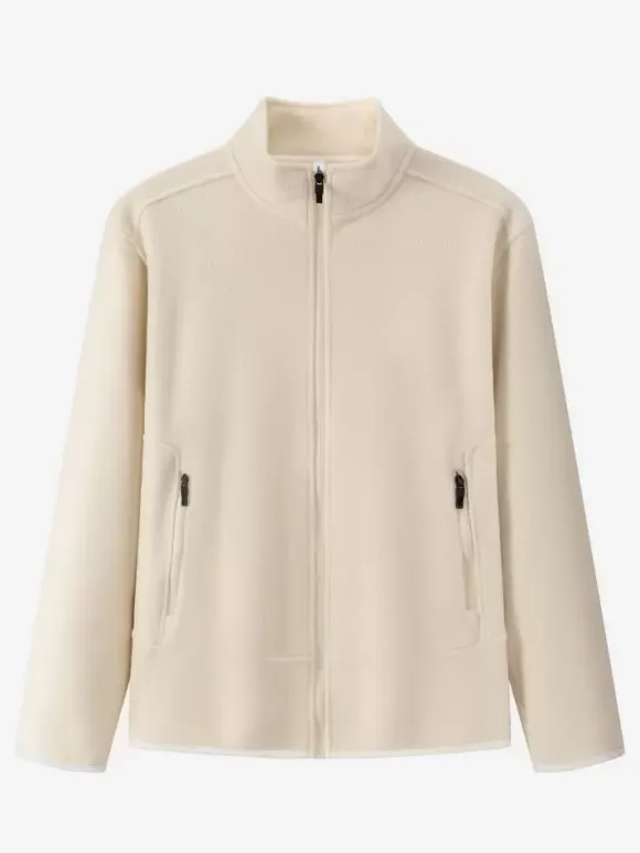 Veste Polaire Homme Unicolore Manteau Chaud Hiver Poche À Glissière Éclaire