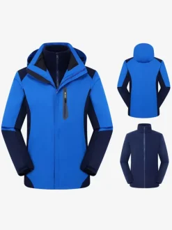 Veste Pour Hommes Bloc De Couleur Fermeture Éclair Polaire Polaire Élégant