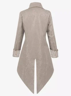 Veste queue-de-pie beige rétro victorienne steampunk en dentelle à manches longues