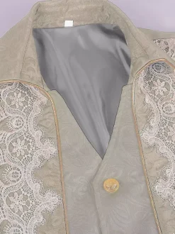 Veste queue-de-pie beige rétro victorienne steampunk en dentelle à manches longues