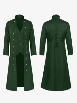 Veste rétro Steampunk pour hommes vert foncé Costumes rétro gothiques de l'ère victorienne Bourgogne
