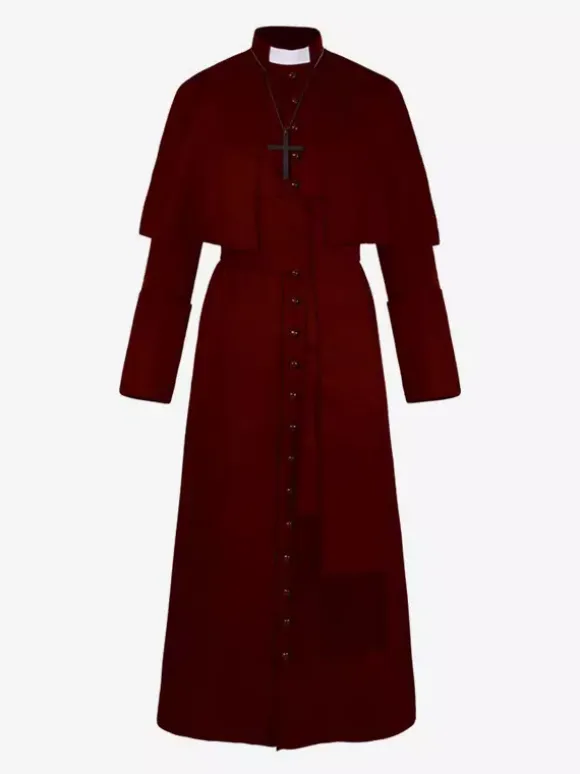Veste Vintage Rétro Manches Longues Médiéval Soirée Bouton Manteau Gothique Bourgogne