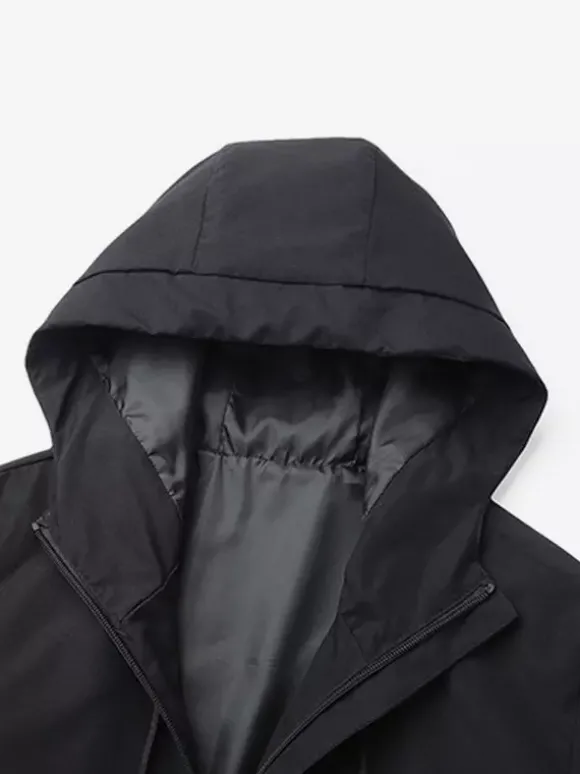 Veste à capuche pour homme manches longues fermeture éclair poches latérales manteau décontracté