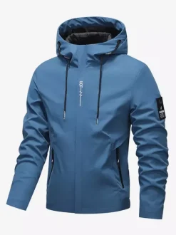 Veste à capuche pour homme manches longues fermeture éclair poches latérales manteau décontracté