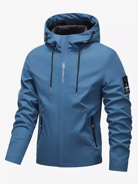Veste à capuche pour homme manches longues fermeture éclair poches latérales manteau décontracté
