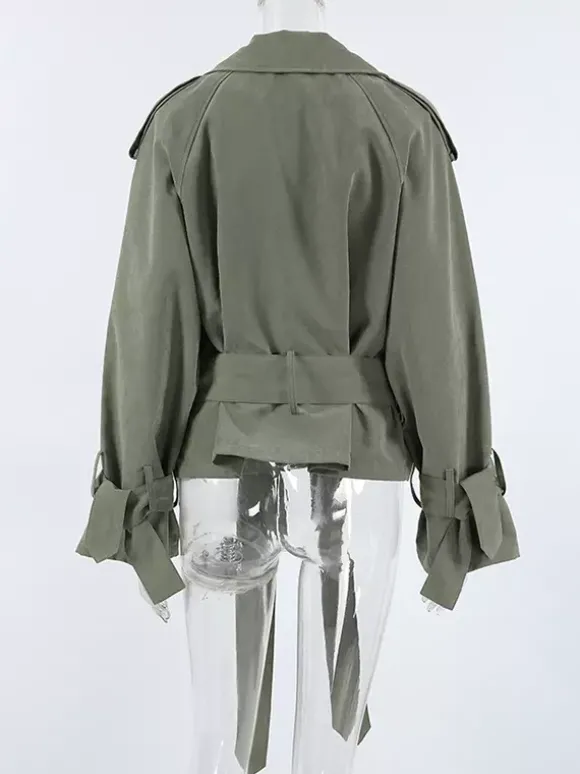 Veste coupe-vent courte à taille nouée pour femme 2026