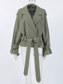 Veste coupe-vent courte à taille nouée pour femme 2026