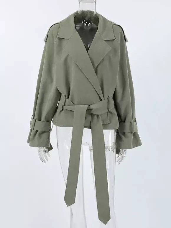 Veste coupe-vent courte à taille nouée pour femme 2026