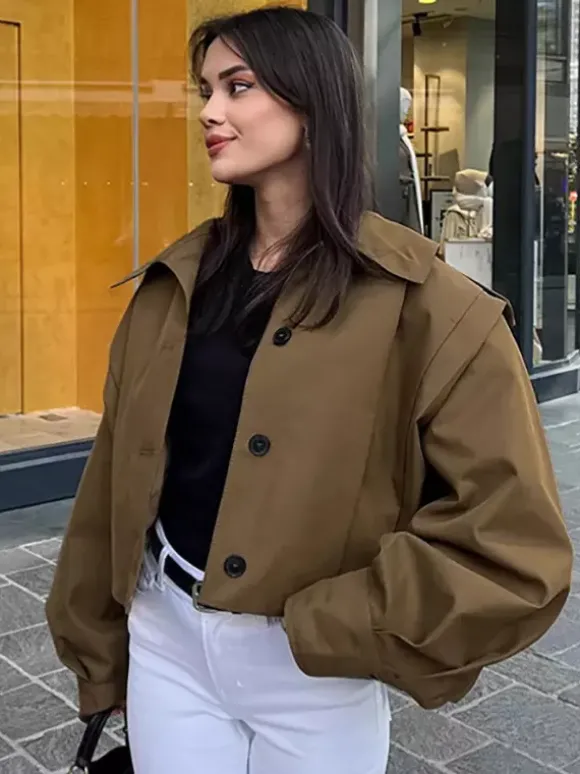 Veste courte à col montant pour femme 2026