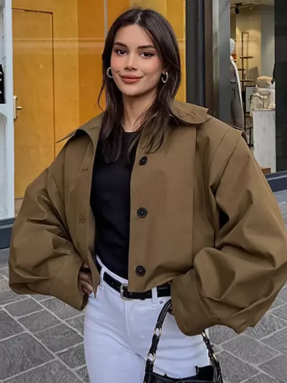 Veste courte à col montant pour femme 2026