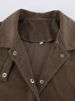 Veste courte en velours côtelé marron pour femme - Haut utilitaire oversize - Style streetwear Maillard tenues décontractées du quotidien 2026