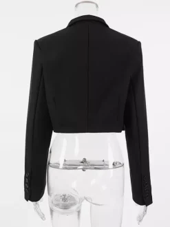Veste de costume courte à col mandarin poche avant coupe ajustée.