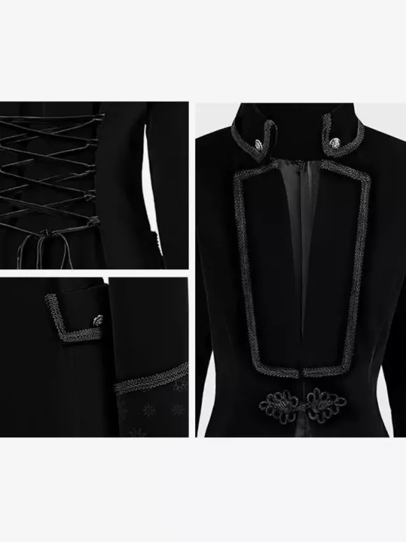 Veste de costume gothique victorienne pour homme redingote avec smoking pour cosplay steampunk Bourgogne