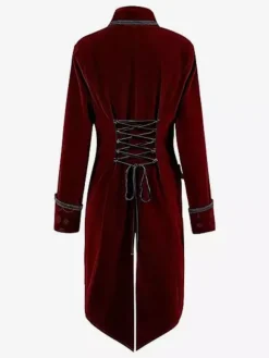 Veste de costume gothique victorienne pour homme redingote avec smoking pour cosplay steampunk Bourgogne