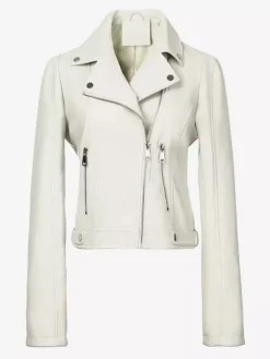 Veste de moto courte quatre couleurs col à revers fermeture éclair diagonale coupe ajustée manches longues vêtement d'extérieur