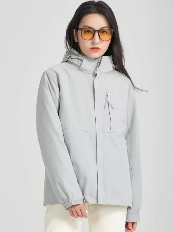 Veste De Randonnée Imperméable hommes Manteaux Décontracté Color Block Gris Élégant