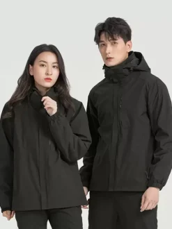Veste De Randonnée Imperméable hommes Manteaux Décontracté Color Block Gris Élégant