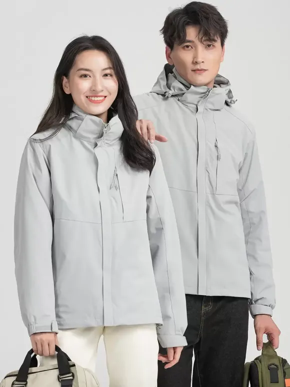 Veste De Randonnée Imperméable hommes Manteaux Décontracté Color Block Gris Élégant