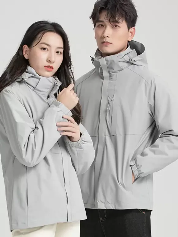 Veste De Randonnée Imperméable hommes Manteaux Décontracté Color Block Gris Élégant
