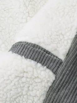 Veste d'hiver en velours côtelé grande taille pour homme doublure polaire avec quatre poches à rabat sur le devant