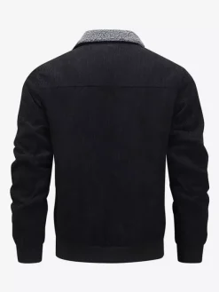 Veste d'hiver en velours côtelé grande taille pour homme doublure polaire avec quatre poches à rabat sur le devant