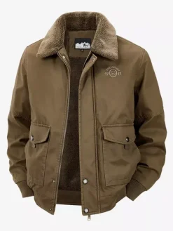 Veste en coton pour homme avec doublure polaire en agneau coupe ample grande taille chaude et décontractée