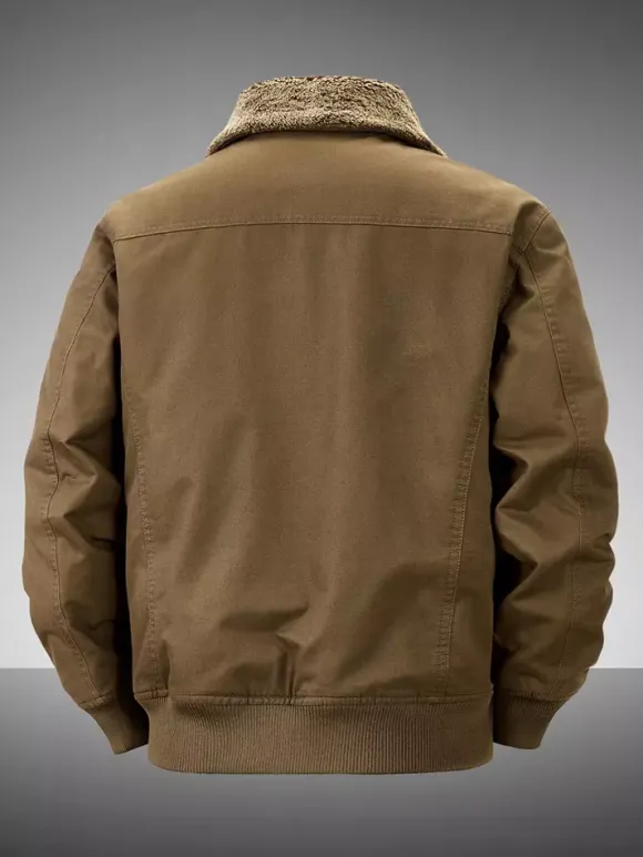 Veste en coton pour homme avec doublure polaire en agneau coupe ample grande taille chaude décontractée style rétro.