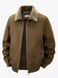 Veste en coton pour homme avec doublure polaire en agneau coupe ample grande taille chaude décontractée style rétro.