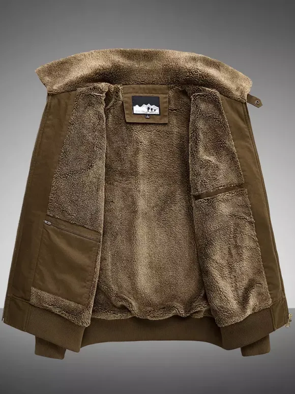 Veste en coton pour homme avec doublure polaire en agneau coupe ample grande taille chaude décontractée style rétro.
