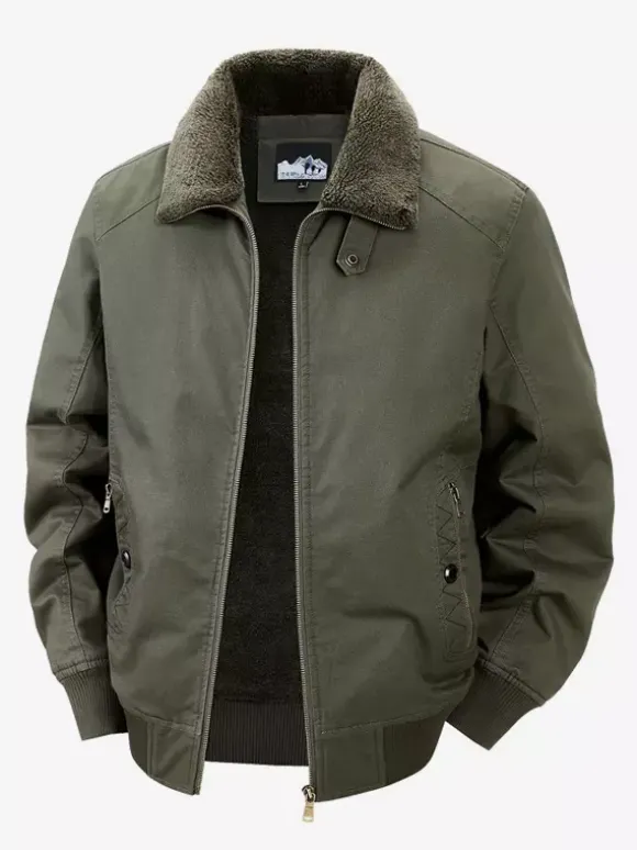 Veste en coton pour homme avec doublure polaire en agneau coupe ample grande taille chaude décontractée style rétro.