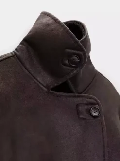 Veste en similicuir aux tons Maillard Revers en fausse peau de mouton Vêtements d'extérieur de printemps surdimensionnés pour femmes 2026