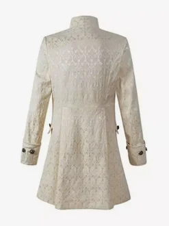 Veste Homme Blanche Style Vintage à Col Mao Veste Noble à Broderies de Boutons pour Costume de Carnaval
