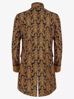 Veste Homme Costumes Rétro À Manches Longues En Jacquard Vintage Jaune
