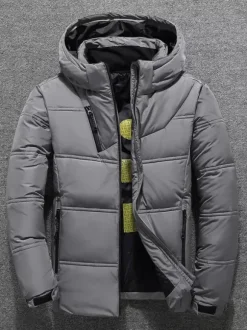 Veste Matelassé Chaud Hiver Homme Zippée En Polyester Décontracté
