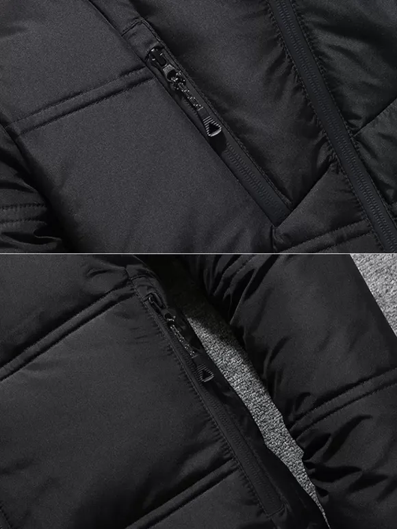 Veste Matelassé Chaud Hiver Homme Zippée En Polyester Décontracté