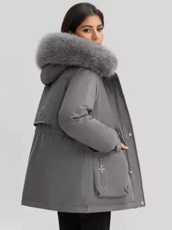 Veste parka épaisse en peluche avec col en fausse fourrure vêtements d'extérieur d'hiver à capuche pour femmes 2026