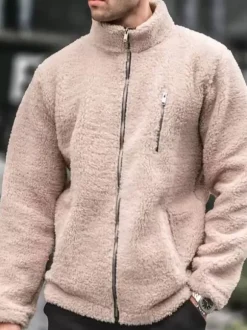 Veste Polaire Pour Homme Manteau Poches À Glissière Éclaire Chaud Confortable