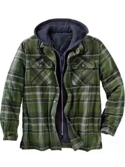 Veste Pour Homme Plaid Coton Fibres Moderne