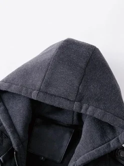 Vestes en cuir pour hommes avec poches zippées et coupe-vent à capuche