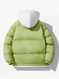 Vestes En Doublure Chaud Hiver Chic Noir Glissière Éclaire Décontracté à capuche