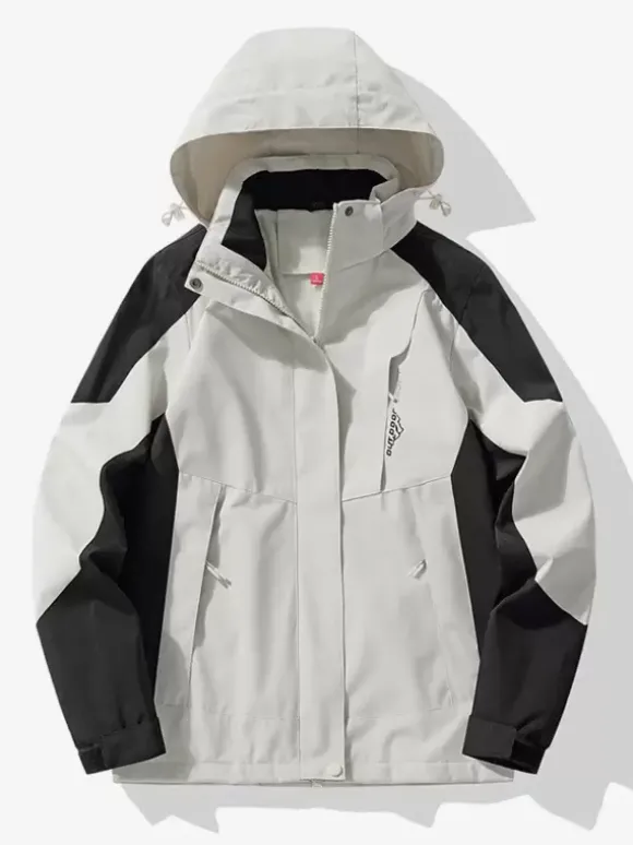 Vestes Homme Chic Color Block Décontracté À Capuche Beige Moderne