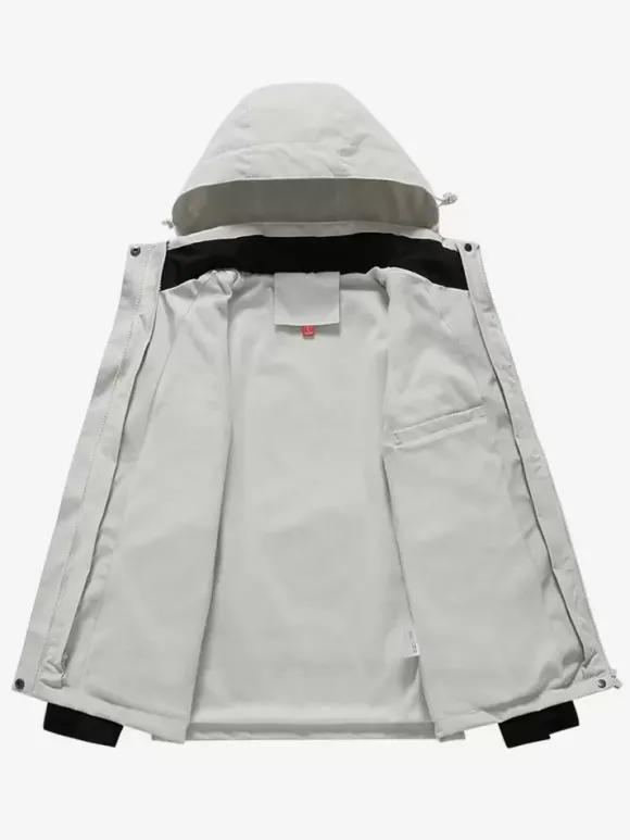 Vestes Homme Chic Color Block Décontracté À Capuche Beige Moderne