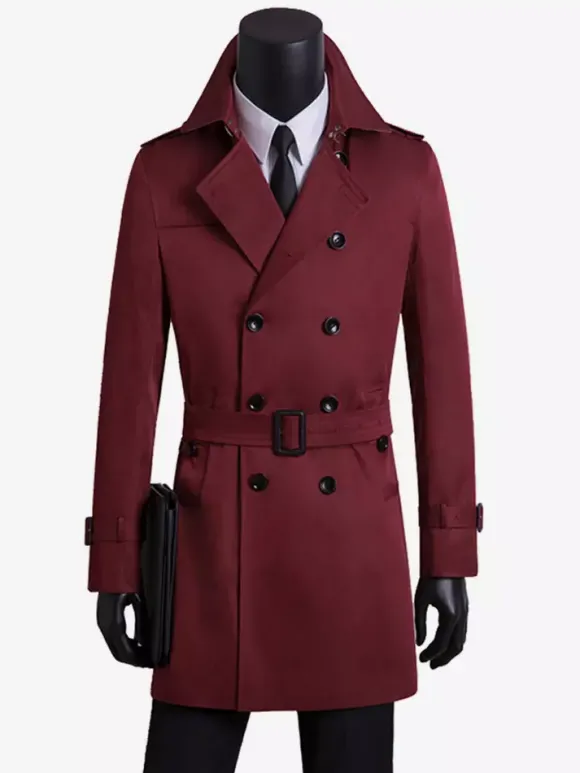 Vestes Hommes Manteaux Col Rabattu Confortable Bleu Foncé Double Boutonnage