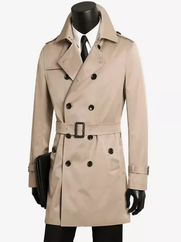 Vestes Hommes Manteaux Col Rabattu Confortable Bleu Foncé Double Boutonnage