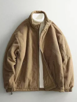 Vestes Matelassées Pour Hommes Manteaux Chic Marron Café Cool Poches Décontracté