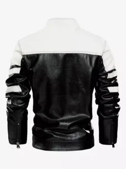 Vestes pour hommes avec détails zippés et blocs de couleurs Vestes de moto en similicuir