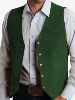 Vestes Pour Hommes Décontracté Gris Vert Moderne Bouton Poches