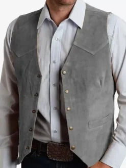 Vestes Pour Hommes Décontracté Gris Vert Moderne Bouton Poches