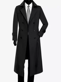 Vestes pour hommes Manteaux Double boutonnage Col rabattu Confortable Kaki Mode