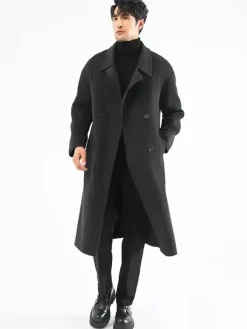 Vestes Pour Hommes Manteaux Col Rabattu À Revers Chic Gris Foncé Chesterfield